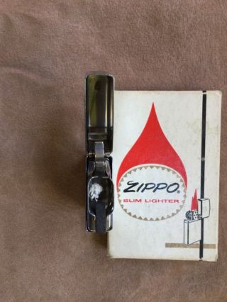 Vintage 1964 2 Dots ZIPPO Slim Lighter with Box,  Never Fired,  NOS 3