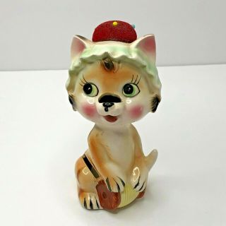 Vintage Pin Cushion Cat With Tape Measure Japan Arnart Creations 1950 