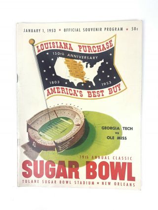 Rare Vintage 1953 Sugar Bowl Program - Ole Miss Vs Georgia Tech Football Rare
