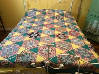 Vintage Hand Stitched Quilt Top Feed Sack Stars Pattern 70 By 86