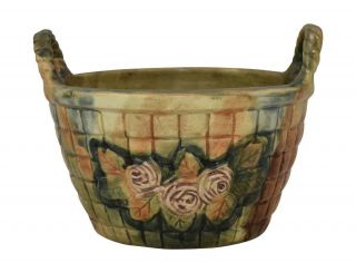 Vintage And Weller Pottery Flemish Rose Basket