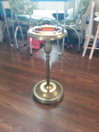 Vintage Pedestal Ashtray Mid Century Smoking Stand Amber Glass Ashtray 26 " 11