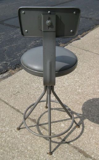 Vintage Industrial Drafting Stool Adjustable Machinist Chair Grey Krueger Steel