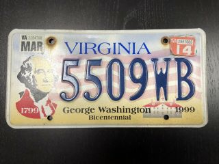 Virginia (george Washington Bicentennial) License Plate