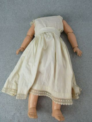 20 " Antique Composition Wood Jointed German Doll Body With Slip