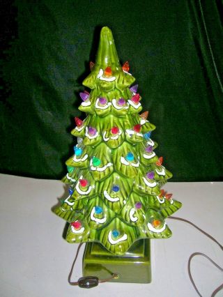 Vintage Christmas Decoration Lighted Ceramic Christmas Tree Green