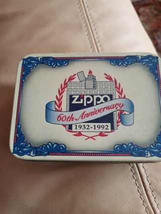 60th Anniversary Zippo Limited Edition Rare With Tin Box 1932 - 1992.  Item