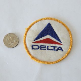 Vintage Delta Airline Sew On Patch Embroidered 70s 80s Red White Blue Yellow