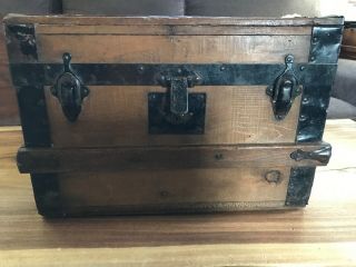 Antique Trunk Small With Leather Handle Top