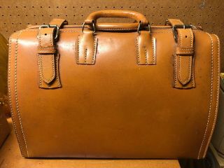 Antique Cognac Cowhide Leather Doctors Bag Vintage Medical Dr.  Bag W/ Buckles