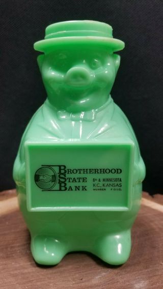 Vintage Plastic Piggy Bank,  Brotherhood State Bank,  Kc,  Kansas,  Advertising Bank