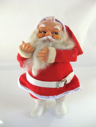 Vintage Christmas Santa Figure Japan Stuffed Body Hard Rubber Face & Hands