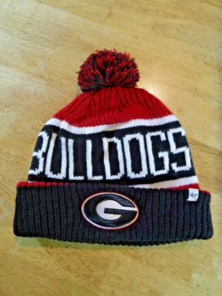 Vintage Georgia Bulldogs Ribbed Knit Stocking Cap Beanie Hat 47 Brand One Size