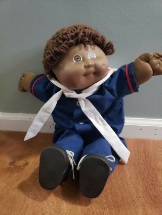 Vtg Cabbage Patch Kids Boy Doll African American Salior Clothes 1978 - 82 Vintage