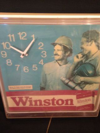 Vintage Winston Cigarette Light Up Clock Sign Bar Mancave Decor &