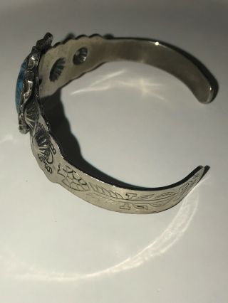 Vintage Navajo Turquoise Arrow Cuff Bracelet Sterling 3