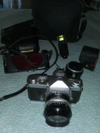 Vintage Nikkormat Camera Bundle W/ Extra Lenses,  Bag,  Case,  Flash,  Nikon