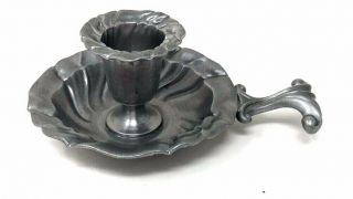 Vtg Antique Metalars Italian Pewter Chamber Candle Stick Holder Hand Made Italy