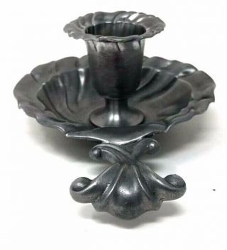 Vtg Antique Metalars Italian Pewter Chamber Candle Stick Holder Hand Made Italy 3