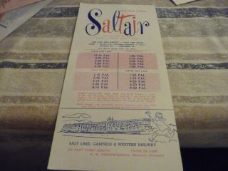 Salt Lake,  Garfield & Western Railway (saltair) Timetable - 1958