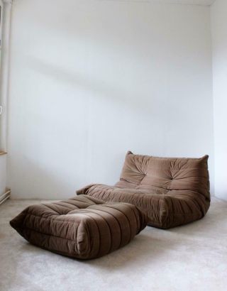 Vintage Togo Velvet Sofa Set By Michel Ducaroy For Ligne Roset France