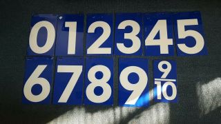 1 Set Vintage Metal Gas Station Sign Price Numbers,  Blue & White Double Sided [9