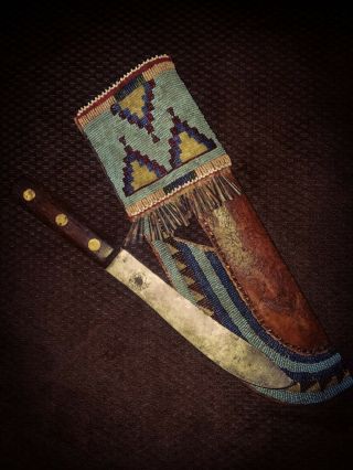 Antique Tomahawk Plains Indian Sheath With Knife Native American Dag