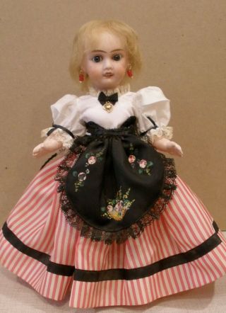 Antique 9 " French Jules Verlingue Bisque Socket Head Doll,  Composition Body