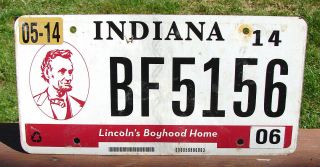 Indiana Lincoln Boyhood Home License Plate Bf5156