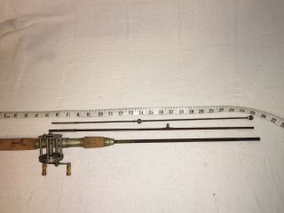 Vintage Winchester 3 Pc Steel Rod Black Enamel With 4256 Reel 60”