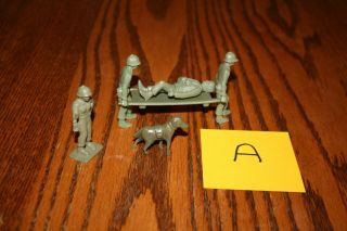 Vintage Timmee Army Soldiers Medic & Stretcher & Nurse & Dog Tank A - Marx,  Mpc