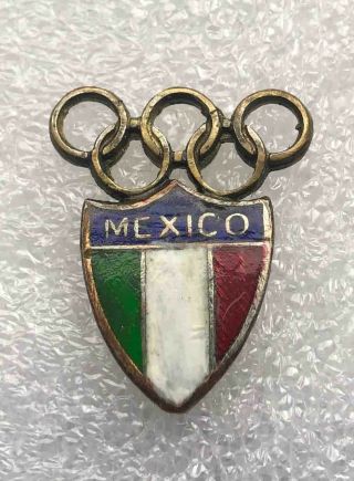 Rare Vintage Olympic Pin Badge Noc Mexico / Undated / Enamel