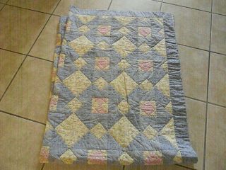 Vintage Hand Made Patch Work Quilt/ Twin/ Pastel Colors