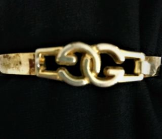 Gucci 24 Kt Gold Plated Vintage 70’s Gg Logo Bangle Bracelet