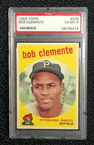 Pittsburgh Pirates Roberto Clemente 1959 Topps 478 Psa Ex - Mt 6 Well Centered