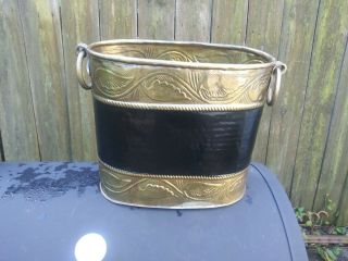 Vintage Brass Trash Can / Waste Basket With Ring Handles