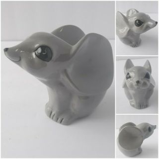 Vintage Adorable Grey Mouse Figurine Big Ears & Smiling Face 4 Inch