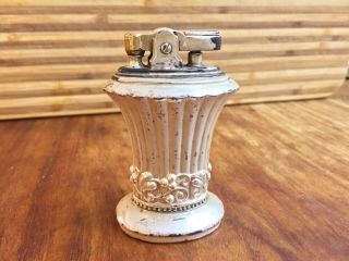 Vintage Ronson Newport Silver Plated Antique Table Lighter Custom Tobacco Smoke