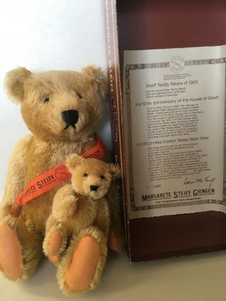 VTG Steiff LTD ED Teddy Bear 1903 101st Anniversary Knopf Ohr 1486/8000 ORIG BOX 2