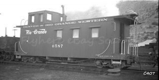 B&w Negative D & Rgw Railroad Wood Caboose 0587 Durango,  Co 1960