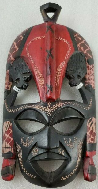 Vintage Hand Carved African Jampo Wood Mask From Kenya Wall Hanging