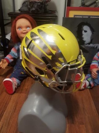 2014 Oregon Ducks Civil War Chrome Riddell Football Game Worn Ncaa Helmet