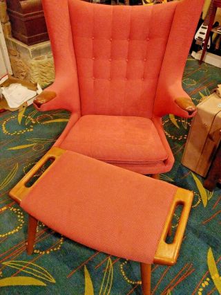 Hans J Wegner Papa Bear Lounge Chair Ap19 Stolen Danish Fabric 1950s