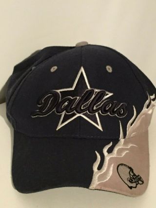 Dallas Cowboys Nfl Football Team Logo Colors Embroidered Flames Blue Cap Hat