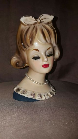 Vintage Lady Head Vase,  Closed Eyes,  Ardco Headvase