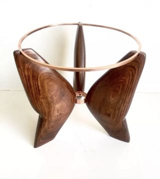 Mid Century Modern Exotic Wood Brutalist Coffee Table Signed Vintage Retro