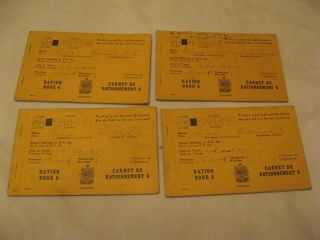 4 Vintage Canada Ww2 World War Two Ration Books With Stamps Book Number 6