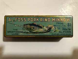 Vintage Al Foss Pork Rind Minnow 11 Tin Frog Wiggler Paper Work