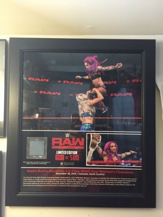 Sasha Banks 3 - Time Champion 15 X 17 Framed Wwe Plaque W/ Ring Canvas 53 Of 500