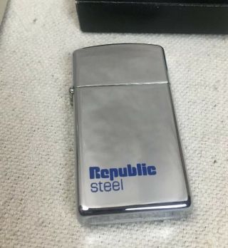 Vintage Republic Steel Zippo Slim Lighter w box 2